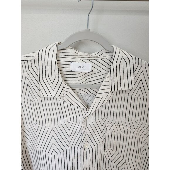 Mr. P Mr. Porter Linen Blend Camp Collar Button Down Shirt Sz XXL Geometric - Picture 3 of 12